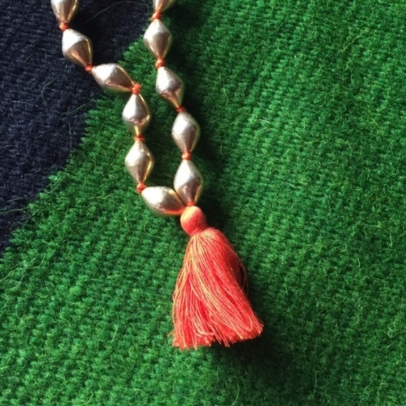 Anthro Metal Beaded Tassel Necklace Roost Midi - Picture 4 of 6